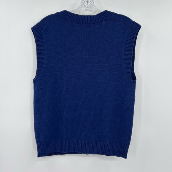 Sunday Best Navy Blue Sweater Vest Oversized Preppy Trendy Womens Size XXS - Picture 8 of 10